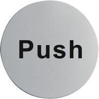 Push - Stainless Steel Door Sign / Sticker / Notice - Self Adhesive 75mm