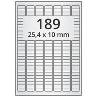 Wetterfeste Folienetiketten 25,4 x 10 mm, silber, 18.900 Polyesteretiketten auf 100 DIN A4 Bogen, Typenschildetiketten permanent