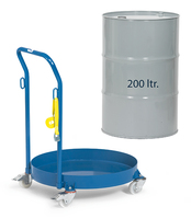 fetra® Fassroller, Durchmesser 610 mm, 250 kg Tragkraft, für 200-Liter-Fässer. Rohrschiebebügel