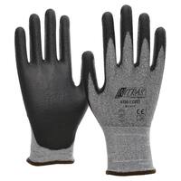 NITRAS CUT3, Schnittschutzhandschuhe, grau, PU-Beschichtung, teilbeschichtet auf Innenhand und Fingerkuppen, schwarz, EN 388, Größe 9