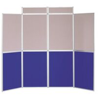 Aluminium framed, large panel, folding display panel kit - 8 panel, grey and blue