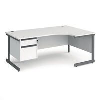 Essential office ergonomic desk with fixed pedestal