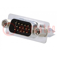 D-Sub HD; PIN: 15; socket; male; on PCBs,PCB snap; straight; THT