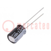 Capacitor: electrolytic; THT; 2.2uF; 400VDC; Ø8x11.5mm; ±20%; 1000h