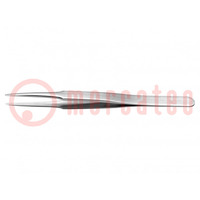 Tweezers; 120mm; for precision works; Blade tip shape: flat