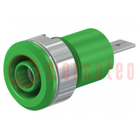 Presa; banana 4mm; 24A; 1kV; Foro: Ø12,2mm; verde; nichelato; ottone