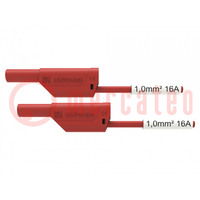 Cable de prueba; 16A; enchufe de banana 4mm,ambos lados; rojo