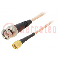 Cable; 50Ω; 0.91m; BNC plug,SMA male; shielded; transparent; 36"