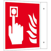 Brandschutzschild, Fahne, langnachleuchtend, Kunststoff, Brandmelder, 15 x 15 cm DIN EN ISO 7010 F005 ASR A1.3 F005