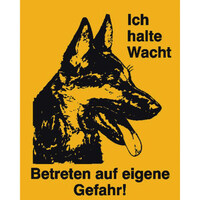 Hinweisschild zur Grundbesitzkennzeichnung Schäferhundkopf, Kunststoff, 12x15 cm