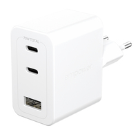 PanzerGlass empower™ by ® Turbo 70W Charger incl. 2 x USB-C + USB-A | EU Plug | Silver White Smartphone Wit AC Snel opladen Binnen