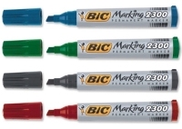 BIC Marking 2300 permanente marker Beitelvormige punt Zwart, Blauw, Groen, Rood 4 stuk(s)
