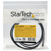 StarTech.com Câble USB C vers USB C de 1,8 m - 5A, 100W PD 3.0 - Certifié Works With Chromebook - Certifié USB-IF - M/M - USB 3.0 5Gbps - Câble de Charge USB C - Câble USB Type-C