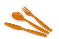 Kinderzeug Besteck-Set BRISE, orange 3-teilig: Messer, Gabel, Löffel,