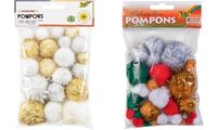 folia Pompons, 30 Stück, Weihnachtsfarben (57905521)
