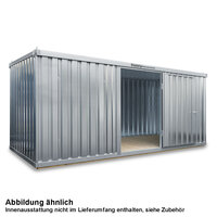 FLADAFI® Materialcontainer MC 1500 verzinkt - mit einer 2- und 1-flügeligen Tür, Holzfußboden