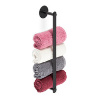 Relaxdays Handtuchhalter, selbstklebend, Edelstahl, HBT: 5,5 x 40,5 x 7 cm, Handtuchstange Bad, ohne Bohren, schwarz