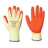 Portwest A100 Orange/Yellow Latex Grip Gloves - Size MED 8