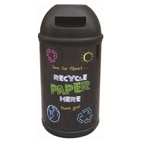 Classic Paper Recycling Bin - 90 Litre - Galvanised Steel Liner - Blackboard Style Graphic