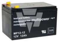 Multipower Blei-Akku MP12-12 MP12-12 Pb 12V / 12Ah VdS-Nr. G114091, Faston 4,8