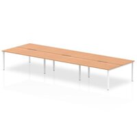 Evolve Plus 1600mm Back to Back 6 Person Desk Oak Top White Frame BE270