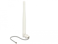 WLAN 802.11 b/g/n Antenne MHF Stecker 3 dBi omnidirektional 1.13 12 cm flexibel Clip weiß, Delock® [