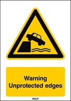 ISO Safety Sign - Warning , Unprotected edges ,