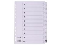 Staples Tabbladen wit karton 11 rings, A4, bedrukte tabs, 1-10 (set 10 vel)