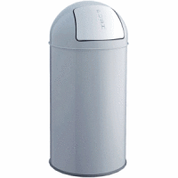 Abfallbehälter 30l Metall mit Push-Einwurfklappe mittelgrau