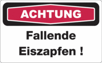 Focus-Schild - ACHTUNG<br>Fallende Eiszapfen!, Rot/Schwarz, 15 x 25 cm, Folie