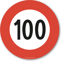 Höchstgeschwindigkeit - 100, Vorschriftssignal Schild, 15 cm, aus Alu-Verbund, mit UV-Schutz