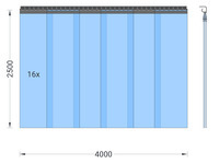 Foto 1 von PVC-Streifenvorhang, Lamellen 300 x 3 mm transparent, Höhe 2,50 m, Breite 4,00 m (3,30 m), verzinkt