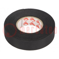 Tape: textile; W: 19mm; L: 30m; Thk: 0.15mm; rubber; black; -40÷105°C