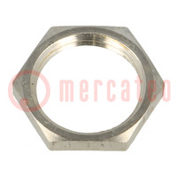 Nut; PG9; brass; nickel; 18mm; Thread: PG