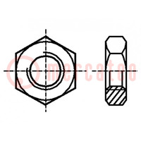 Anyacsavar; hatszögletű; M2,5; 0,45; sárgaréz; Bevonat: nikkel; 5mm
