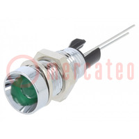 Indicator: LED; recessed; green; Ø8mm; for PCB; brass; ØLED: 5mm