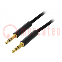 Cable; Jack 3,5mm 3pin enchufe,ambos lados; 1,5m; negro; textil