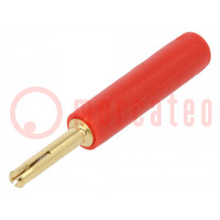 Adapter; 2mm banana; red; gold-plated; 28.5mm; Type: non-insulated