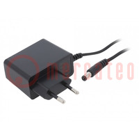 Power supply: switching; mains,plug; 17VDC; 1A; 17W; Plug: EU; black