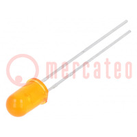 LED; 5mm; giallo; 400÷800mcd; 25°; Frontale: convesso; 1,7÷2,4V
