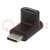 Adapter; USB 3.0; USB C aljzat,USB C könyökdugó; fekete