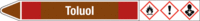 Rohrmarkierer mit Gefahrenpiktogramm - Toluol, Rot/Braun, 2.6 x 25 cm, Seton
