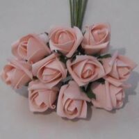 Artificial Colourfast Cottage Rose Bud Bunch - 24cm, Vintage Peach