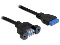 DeLOCK 0.5m USB 3.0 F/F USB-kabel 0,5 m USB A IDC Zwart
