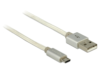 DeLOCK 2m, USB2.0-A/USB2.0 Micro-B kabel USB USB A Micro-USB B Srebrny, Biały