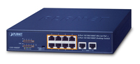 PLANET GSD-1008HP hálózati kapcsoló Beállítást nem igénylő (unmanaged) Gigabit Ethernet (10/100/1000) Ethernet-áramellátás (PoE) támogatása 1U Kék