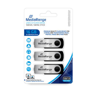 MediaRange MR910-3 USB flash meghajtó 16 GB USB A típus 2.0 Fekete, Ezüst