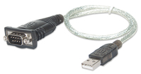 Manhattan USB-A to Serial Converter cable, 45cm, Male to Male, Serial/RS232/COM/DB9, Prolific PL-2303RA Chip, Equivalent to ICUSB232V2, Black/Silver cable, Three Year Warranty, ...