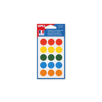 APLI 100088 etiket Rond Permanent Blauw, Groen, Oranje, Rood, Geel