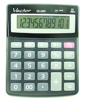 Kalkulator biurowy VECTOR KAV CD-2401 BLK, 12-cyfrowy, 103x130mm, czarny